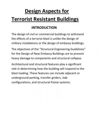 Design Aspects For Terrorist Resistant Buildings