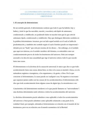 10 La Construcción Científica De La Realidad, Determinismo E Indeterminismo; El Postulado De La Objetividad