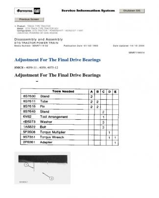 Adjustment For The Final Drive Bearings