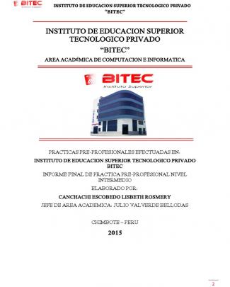 Informe De Practicas Intermedias Lisbeth R. Canchachi Escobedo