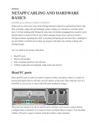 Netapp Cabling And Hardware Basics