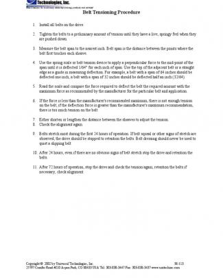 Belt Tensioning Procedure