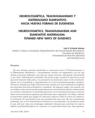 Neurocosmética, Transhumanismo Y Materialismo Eliminativo_echarte