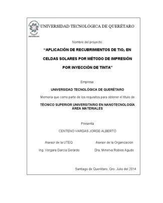 Aplicación De Recubrimientos De Tio2 En Celdas Solares Por Método De Impresión Por Inyección De Tinta