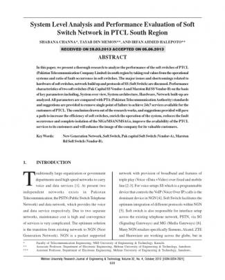 System Level Analysis And Performance Evaluation Of Soft Switch Network In Ptcl South Region