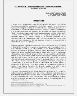 Evidencias De Cambio Climático En Zonas Suburbanas Y Rurales De Tunja. 1 Anexo