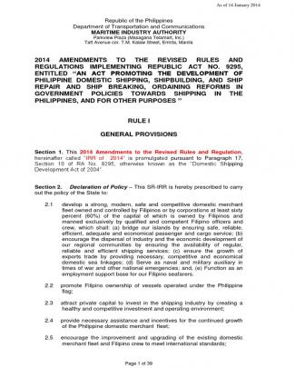 2014 Amendments On The Revised Implementing Rules And Regulations Of Ra 9295