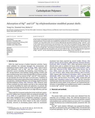 Adsorption Of Hg2+ And Cd2+ By Ethylenediamine Modified Peanut Shells