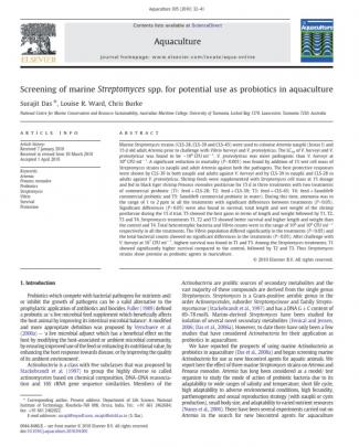 Screening Of Actinomycetes As Probiotics In Fish Culture