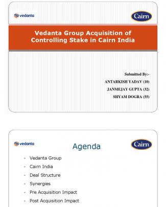 Vedanta Cairns India Deal