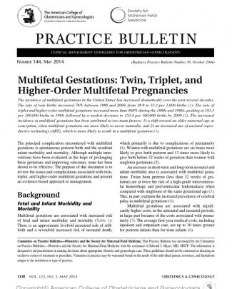 Practice Bulletin No 144 Multifetal Gestations .40