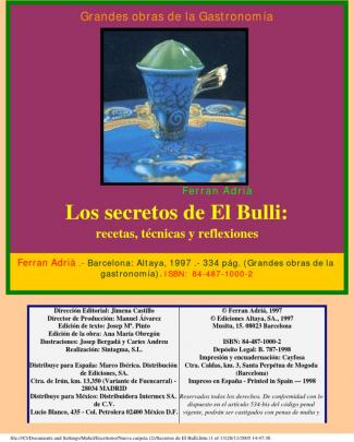 Los Secretos De El Bulli (adriá, Ferrán)