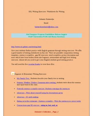 Esl Writing Exercises - Drs. Suhanto Kastaredja, M.pd