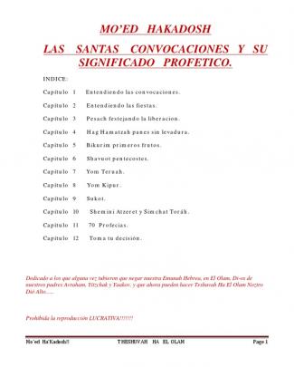 Santas Convocaciones/mo'ed Hakadosh.