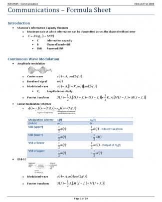 Elec3505 Formula Sheet