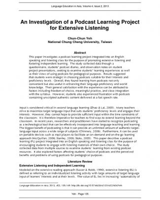 Leia V4 I2 A4 Yeh Investigation Of Podcast Learning Project For Extensive Listening