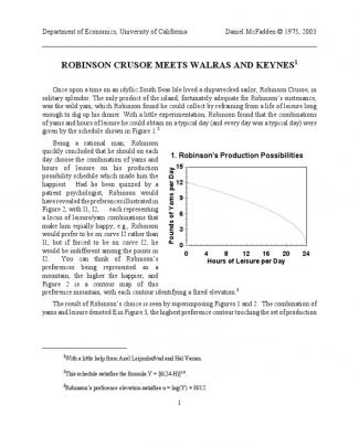 Robinson Crusoe Meets Walras And Keynes