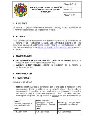 Procedimiento Liquidacion De Nomina Y Prestaciones Sociales 1