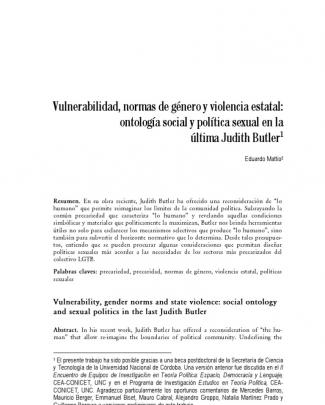 Eduardo Mattio - Vulnerabilidad, Normas De Género Y Violencia Estatal, Judith Butler