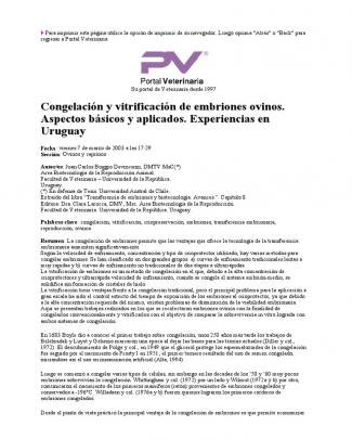 Congelacion Y Vitrificacion De Embriones Ovinos Uruguay-boggio.jc-portal Veterinaria.2003