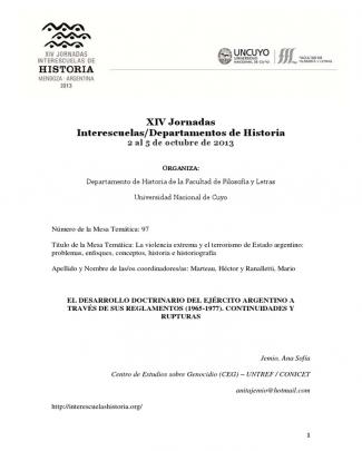 El Desarrollo Doctrinario Del Ejército Argentino A Través De Sus Reglamentos (1965-1977). Continuidades Y Rupturas