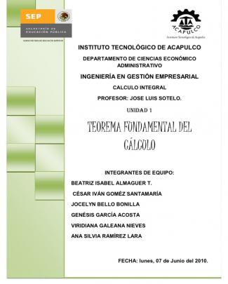 Unidad I Teorema Fundamental Del Cálculo Calculo Integral