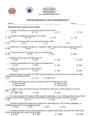 2nd Periodic Test - Math