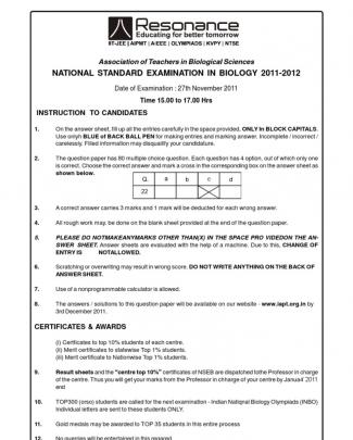 Nseb Test Paper