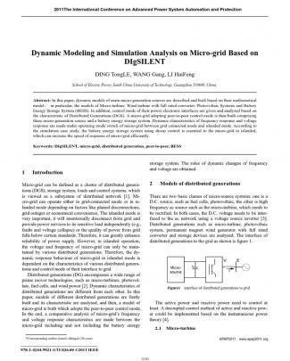 Dynamic Modeling And Simulation Analysis On Micro-grid Based On Digsilent