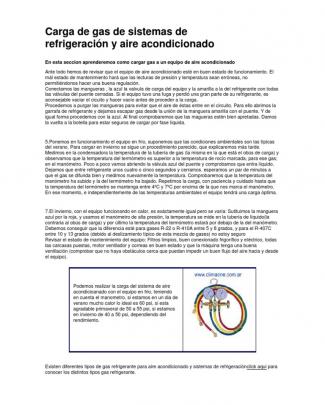 Carga De Gas De Sistemas De Refrigeración Y Aire Acondicionado