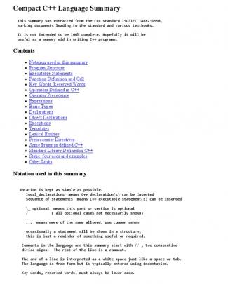 Compact Summary Of C++ Language