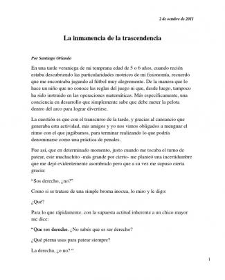 La Inmanencia De La Trascendencia