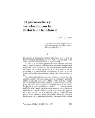 Levín. El Psicoanálisis Y Su Relación Con La Historia De La Infancia