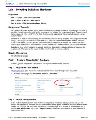 1.2.1.8 Lab - Selecting Switching Hardware