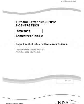 Bch 2602 2012 Tutorial