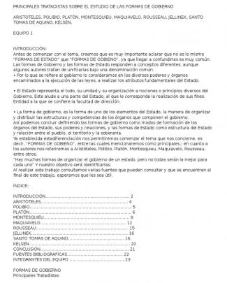 Principales Tratadistas Sobre El Estudio De Las Formas De Gobierno