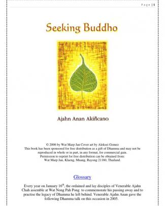 Seeking Buddho By Ajahn Anan Akincano