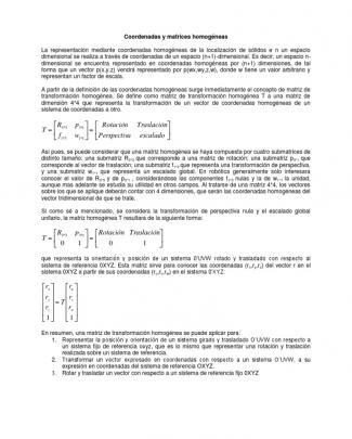 Coordenadas Y Matrices Homogéneas