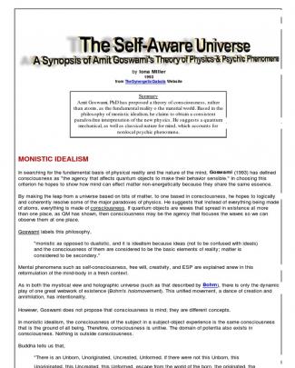 Goswami - Self-aware Universe Physics & Psychic Phenomena