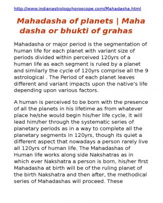 Mahadasha Of Planets