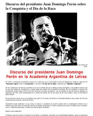 Discurso De Juan Domingo Perón El Día De La Raza