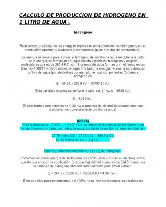 Calculo De Produccion De Hidrogeno En  1 Litro De Agua.doc